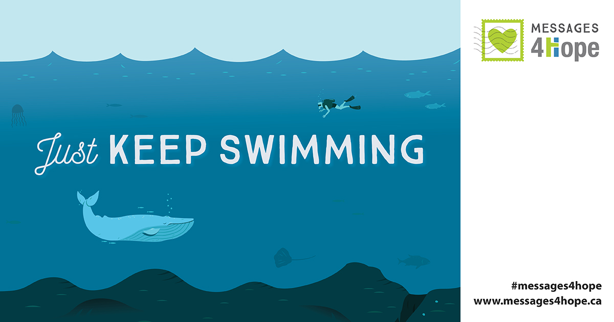 Just Keep Swimming postcard